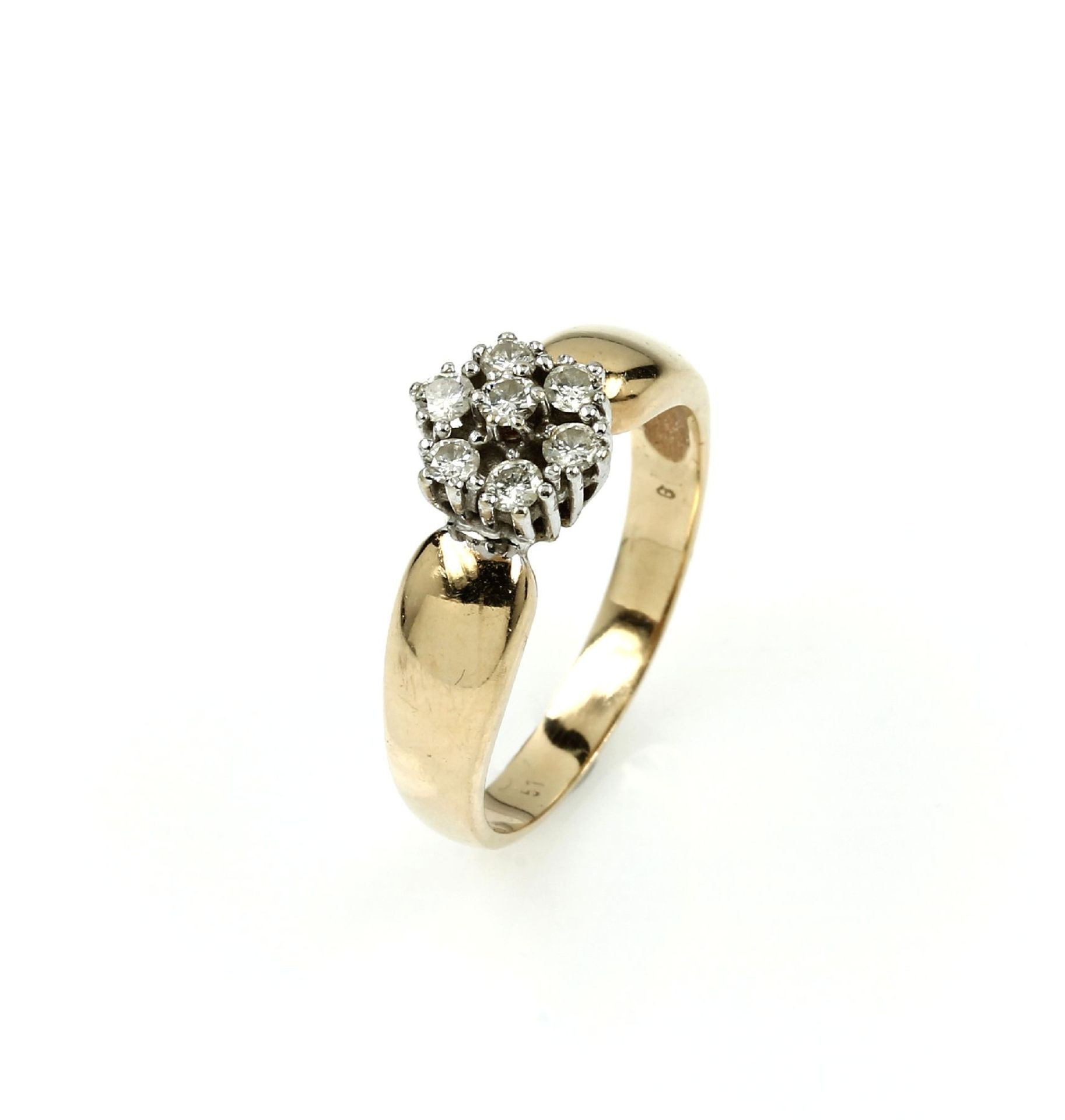 14 kt Gold Ring mit Brillanten, GG/WG 585/000, 7