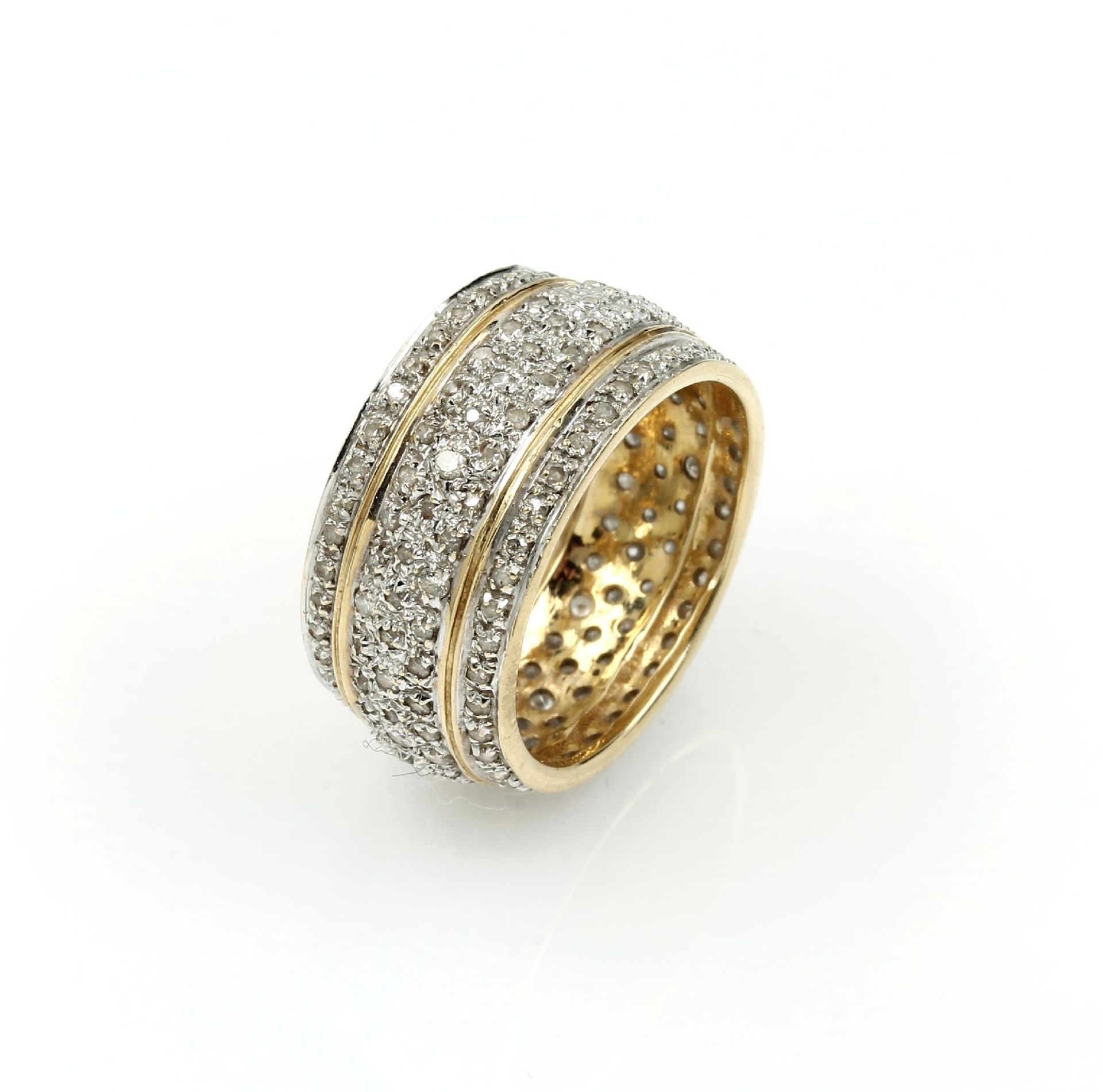 14 kt Gold Ring mit Diamanten, GG 585/000, 8/8-Diamanten