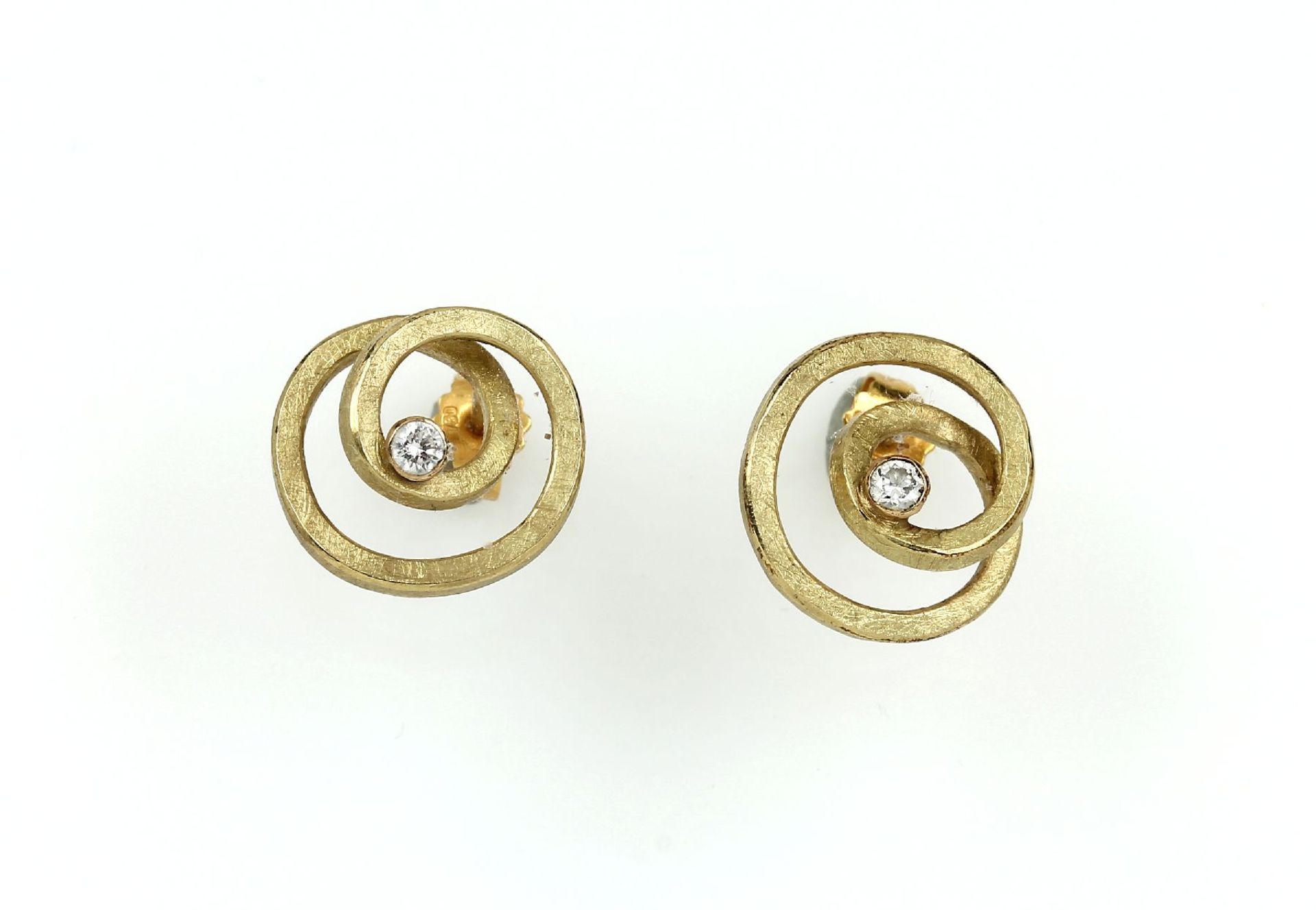 Paar 18 kt Gold Ohrstecker mit Brillanten, GG 750/000,