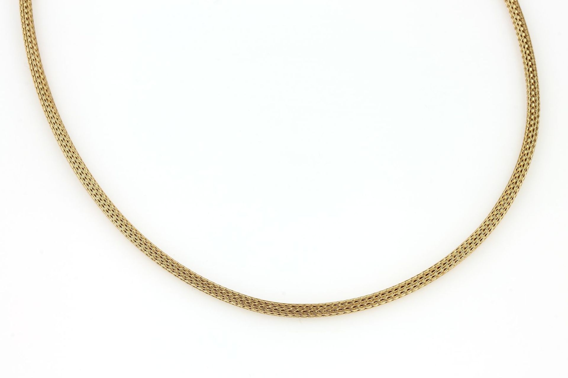 18 kt Gold Strickcollier, GG 750/000, L. ca. 43 cm,