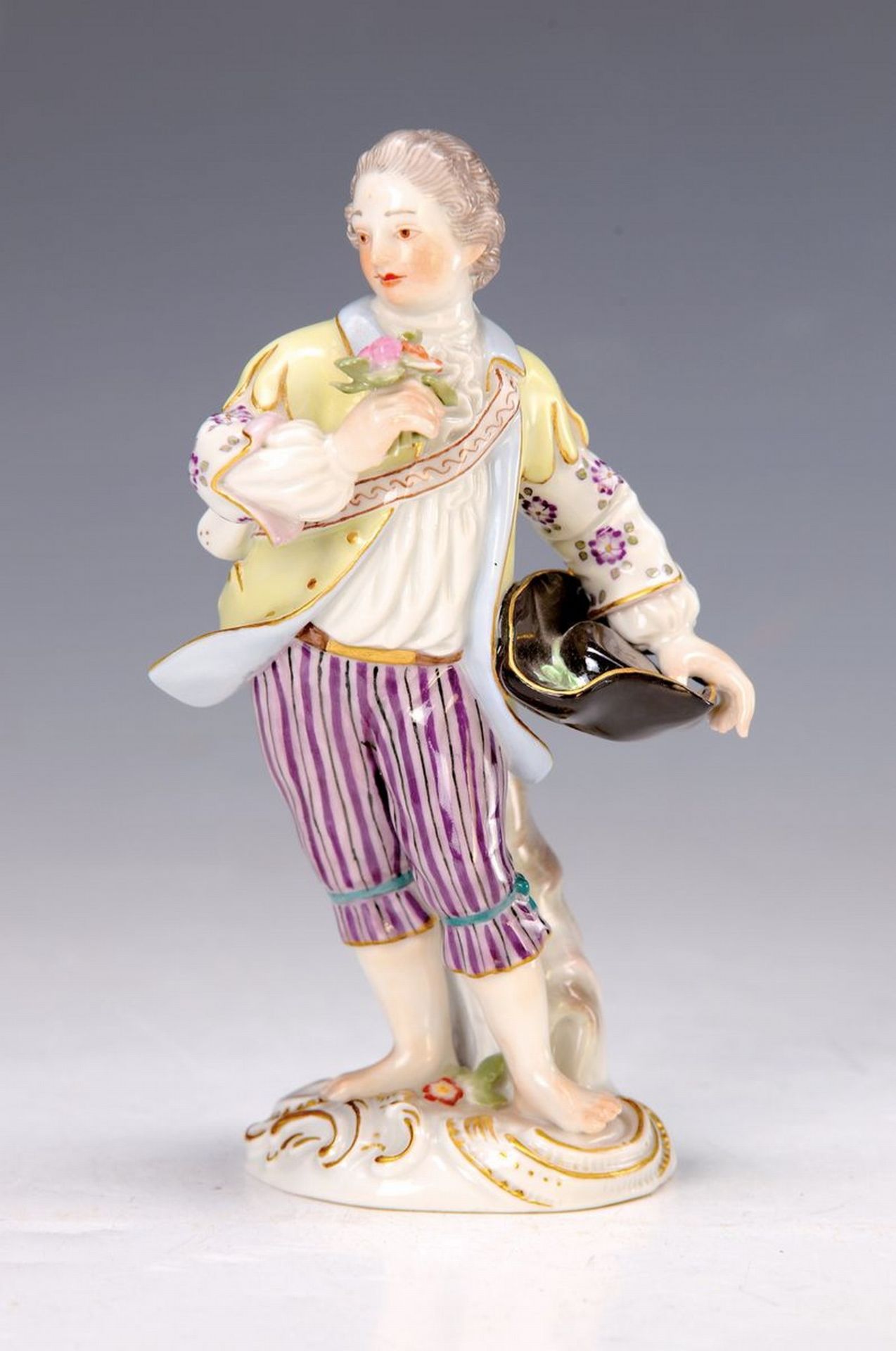 Porzellanfigur, Meissen, 1970er Jahre, Gärtner mit Hut