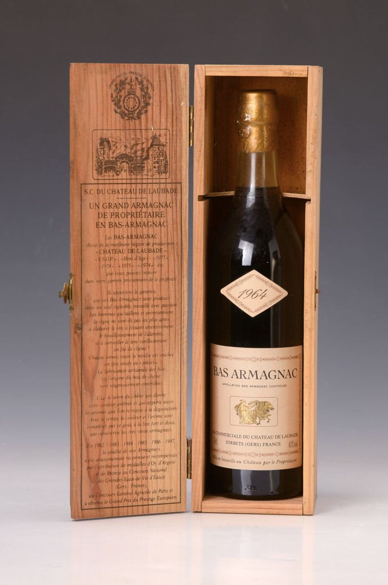 1 Flasche Bas Armagnac 1964, Chateau de Laubade, 70cl, - Bild 2 aus 2