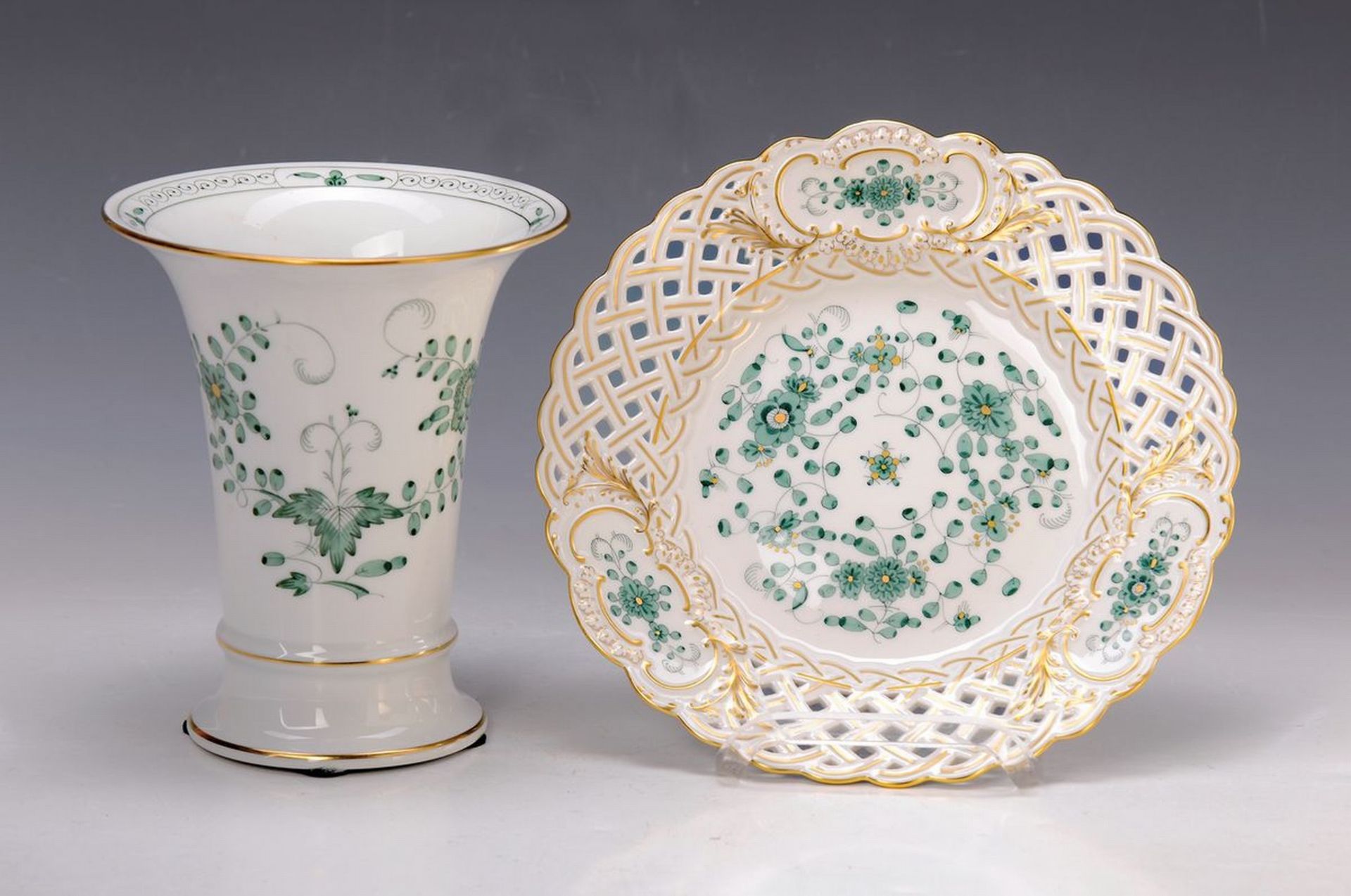 Vase und Dessertteller, Meissen, 60er Jahre, Porzellan,