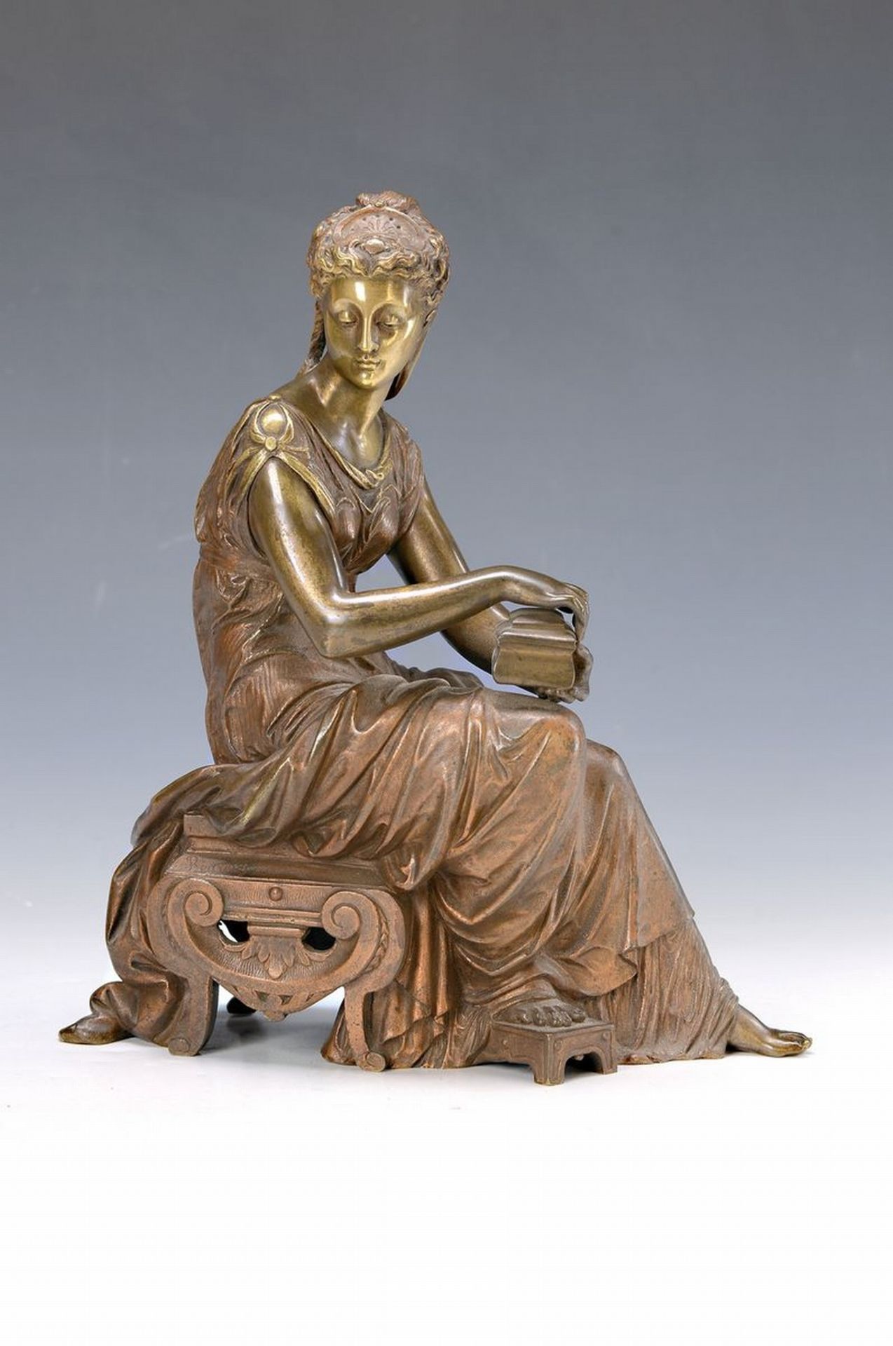 Bourely, wohl franz. Künstler, um 1900, Bronzeskulptur,