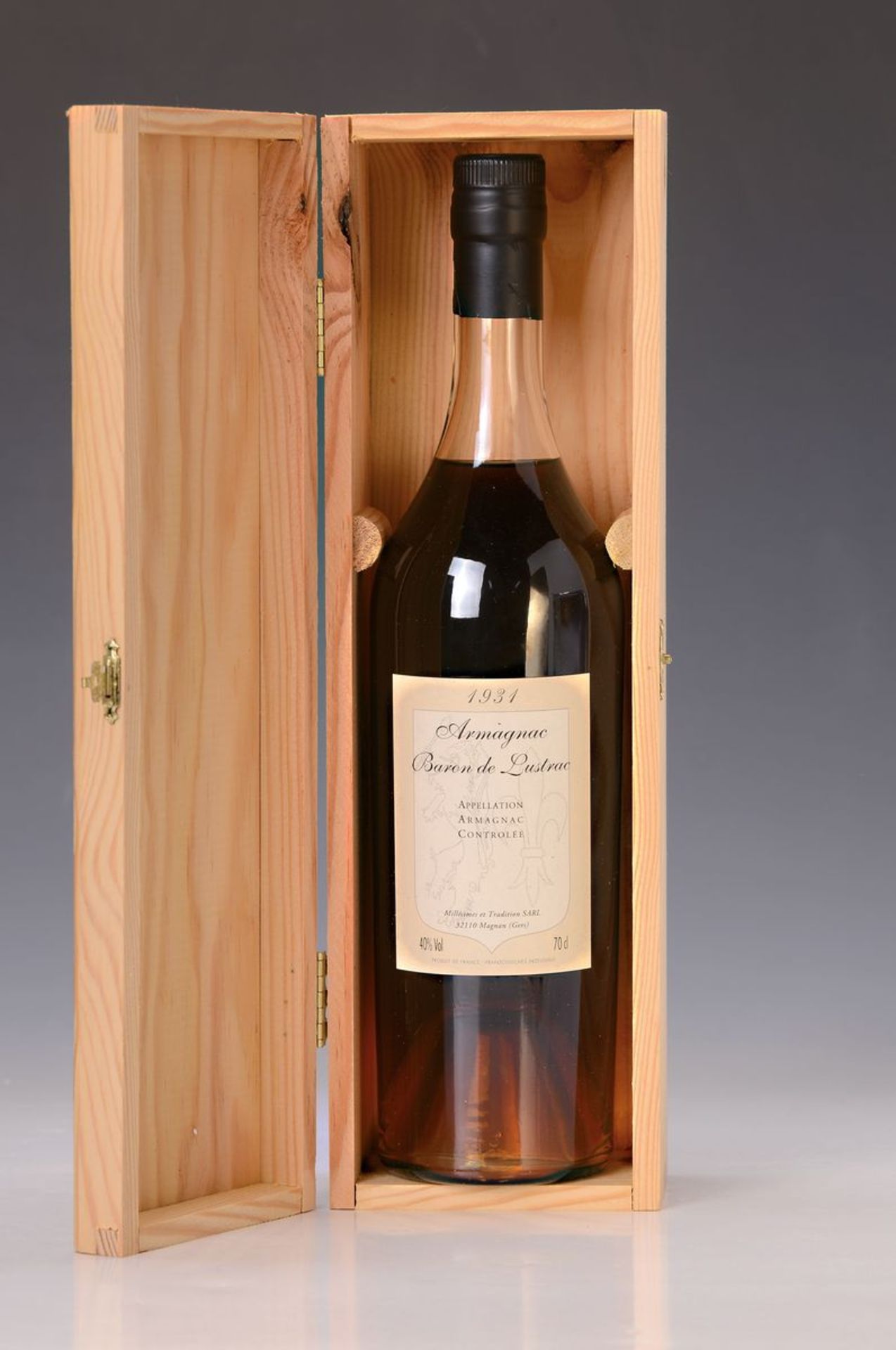 1 Flasche Armagnac 1931, Baron de Lustrac, 70cl, 40%