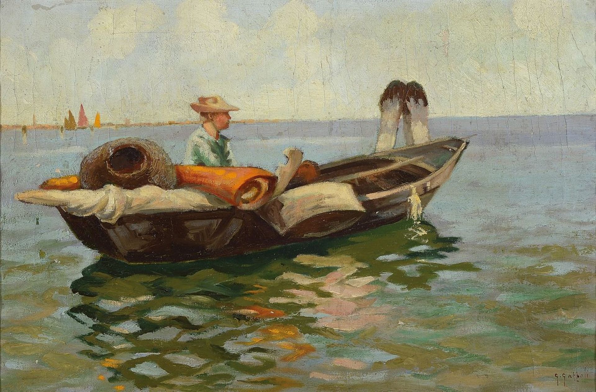 G. Gattoli, italienischer Maler um 1900-20, Fischer im