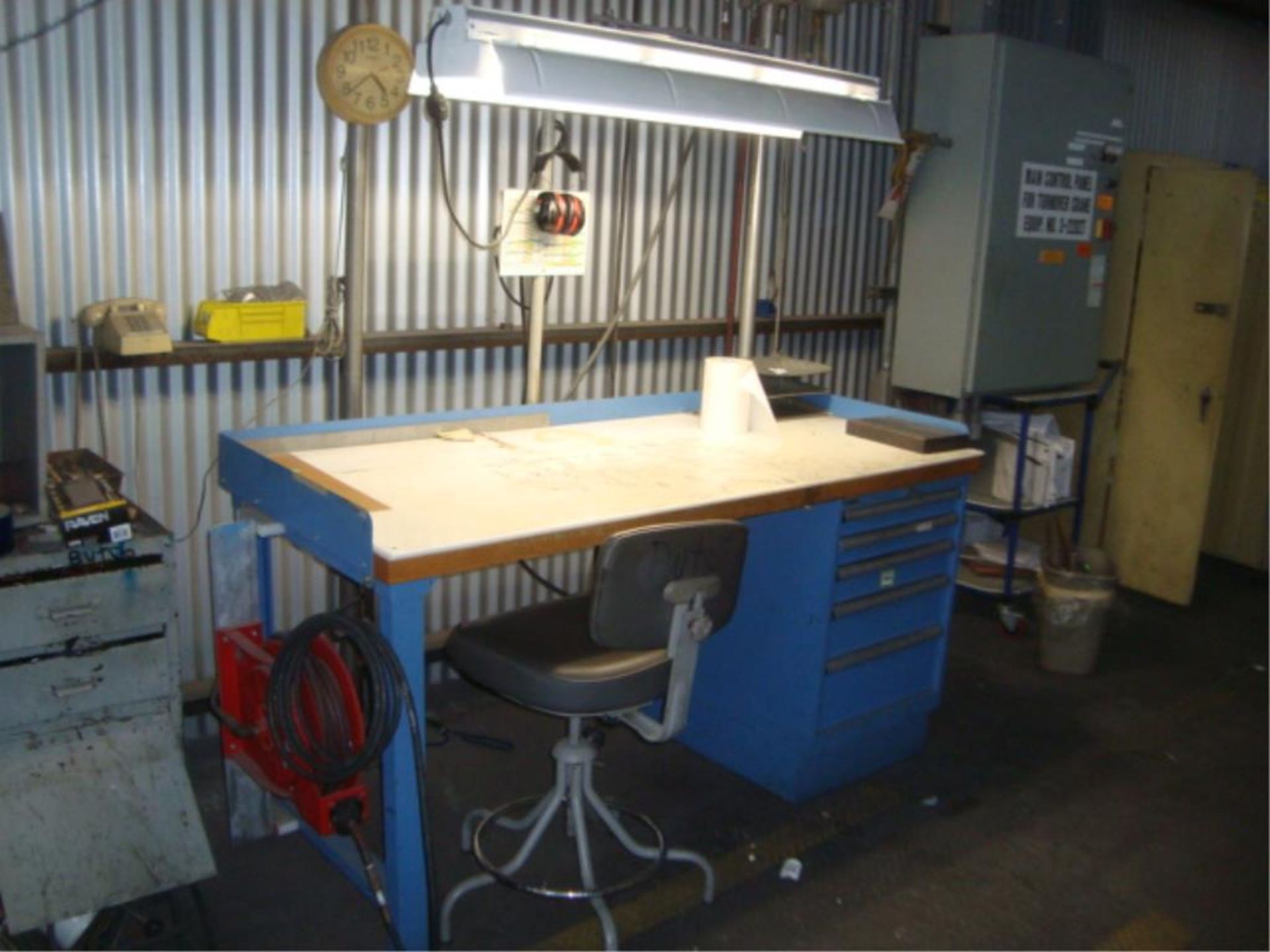 Workbench With 5-Drawer Parts Supply Cabinet