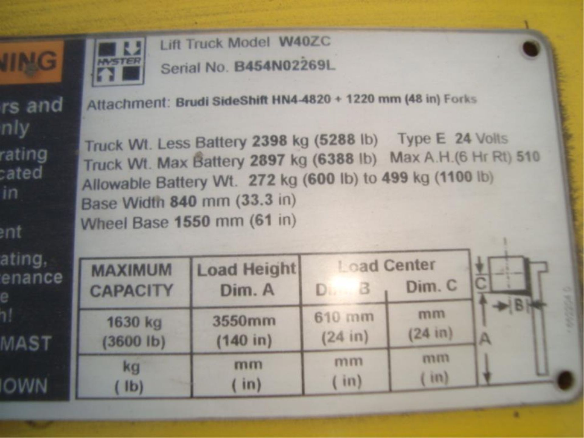 3,600 lb. Capacity Walk Behind Lift Truck - Image 12 of 13