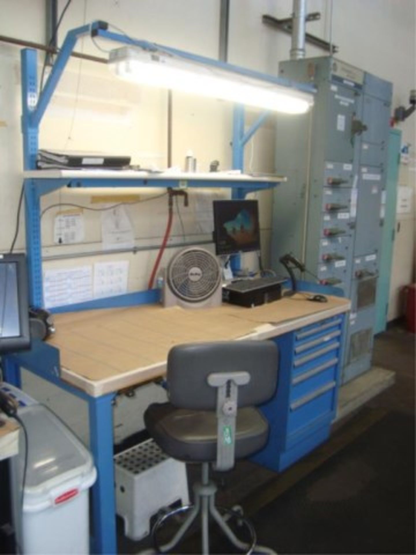 Butcher Block Top Workbench W/Supply Cabinet - Image 3 of 9