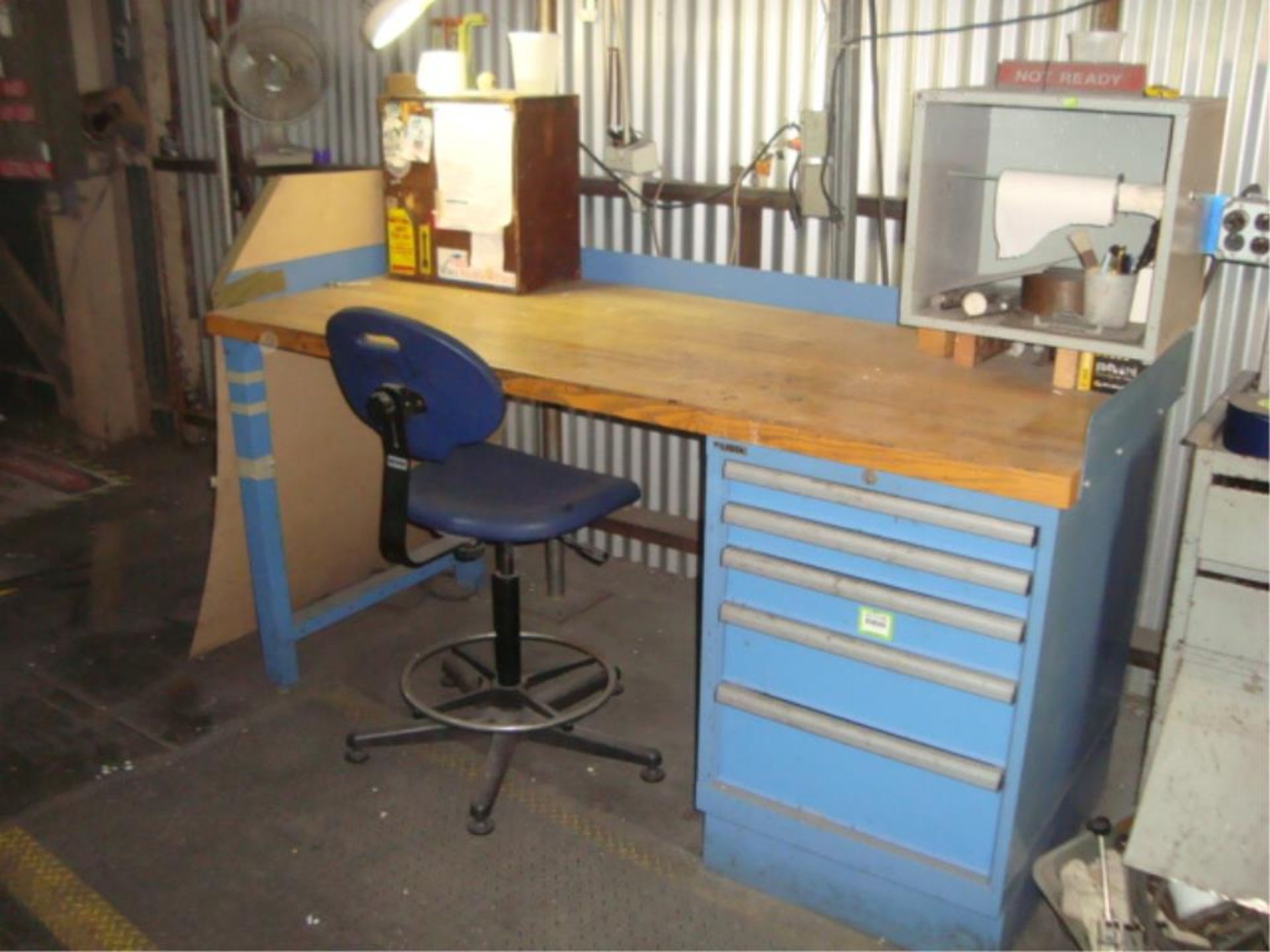 Workbench With 5-Drawer Parts Supply Cabinet