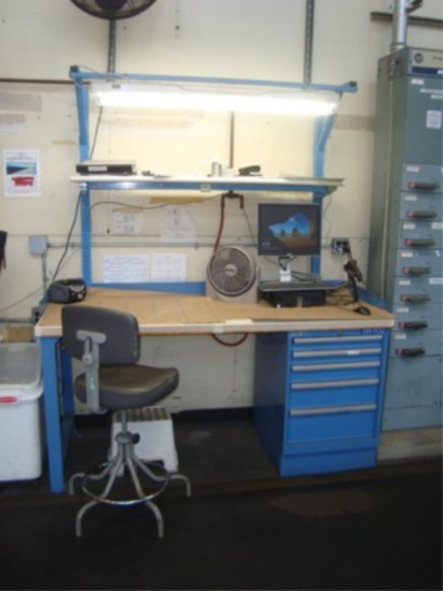 Butcher Block Top Workbench W/Supply Cabinet