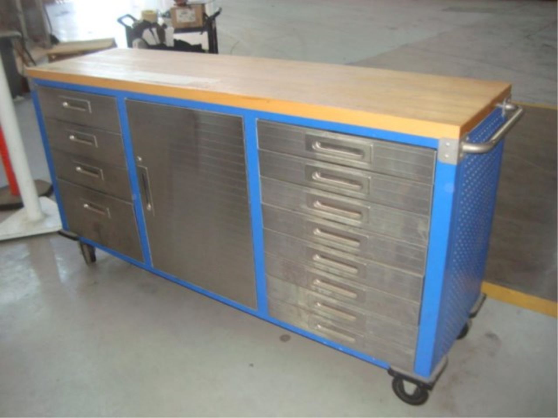 Mobile Butcher Block Top Toolbox Workbench - Image 2 of 6