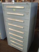 9-Drawer Parts Supply Cabinet With Contents