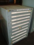 10-Drawer Parts Supply Cabinet With Contents