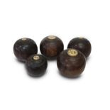 COLLECTION OF VICTORIAN WOODEN LAWN BOWLS