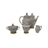 WHITE AND GILT PORCELAIN TEA AND COFFEE WARE