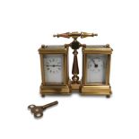 VICTORIAN DOUBLE CASED CARRIAGE CLOCK AND BAROMETER