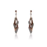 PAIR ROSE GILT AND GEM SET SILVER EARRINGS