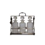 VICTORIAN PLATED THREE BOTTLE TANTALUS