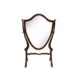 EDWARDIAN MAHOGANY SHIELD SHAPED DRESSING MIRROR