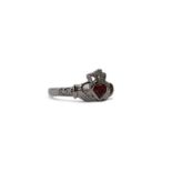 SILVER AND GEM SET CLADDAGH RING