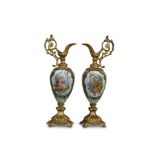 PAIR CONTINENTAL EWER SHAPED ORNAMENTS