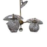 WATERFORD BRASS AND CUT GLASS TREFOIL CEILING LIGHT