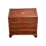 VICTORIAN MAHOGANY INLAID SLOPE FRONT BUREAU