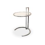 EILEEN GRAY STYLE GLASS AND METAL SIDE TABLE
