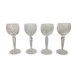 SET OF FOUR WATERFORD CRYSTAL HOCK WINE GLASSES