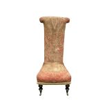 VICTORIAN UPHOLSTERED PRIE DIEU CHAIR