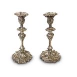 PAIR OF VICTORIAN SILVER PLATED CANDLESTICKS