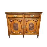 EDWARDIAN CARVED WALNUT SIDE CABINET