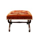 VICTORIAN MAHOGANY UPHOLSTERED FOOT STOOL