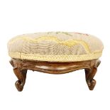 VICTORIAN MAHOGANY NEEDLEWORK FOOTSTOOL