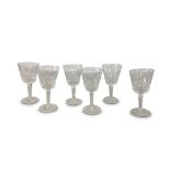 SET OF SIX WATERFORD CRYSTAL WHITE WINE GLASSES