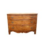 GEORGIAN MAHOGANY CHEST OF THREE BOW FRONT DRAWERS