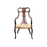 EDWARDIAN INLAID MAHOGANY DRAWING ROOM CHAIR