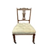 PAIR VICTORIAN UPHOLSTERED LOW CHAIRS