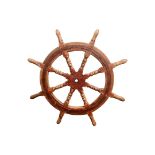 SHIPS STEERING WHEEL MAHOGANY