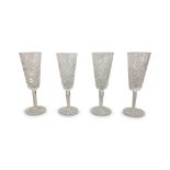 SET OF FOUR WATERFORD CRYSTAL CHAMPAGNE FLUTES