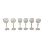 SET OF SIX WATERFORD CRYSTAL HOCK GLASSES