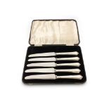SET OF SIX SILVER HANDLED FRUIT KNIVES