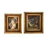 PAIR OF VICTORIAN COLOURED GLASS PICTURES