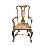 VICTORIAN MAHOGANY CARVER ELBOW CHAIR