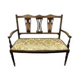 EDWARDIAN MAHOGANY TWO SEATER SETTEE