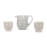 WATERFORD CRYSTAL WATER JUG AND TWO WHISKEY GLASSES