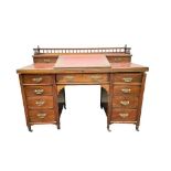 LATE VICTORIAN MAHOGANY KNEEHOLE WRITING DESK