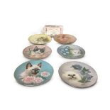 SET OF SIX CHINA CAT PLATES