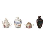 CHINESE CLOISSONE VASE AND THREE OTHER ITEMS